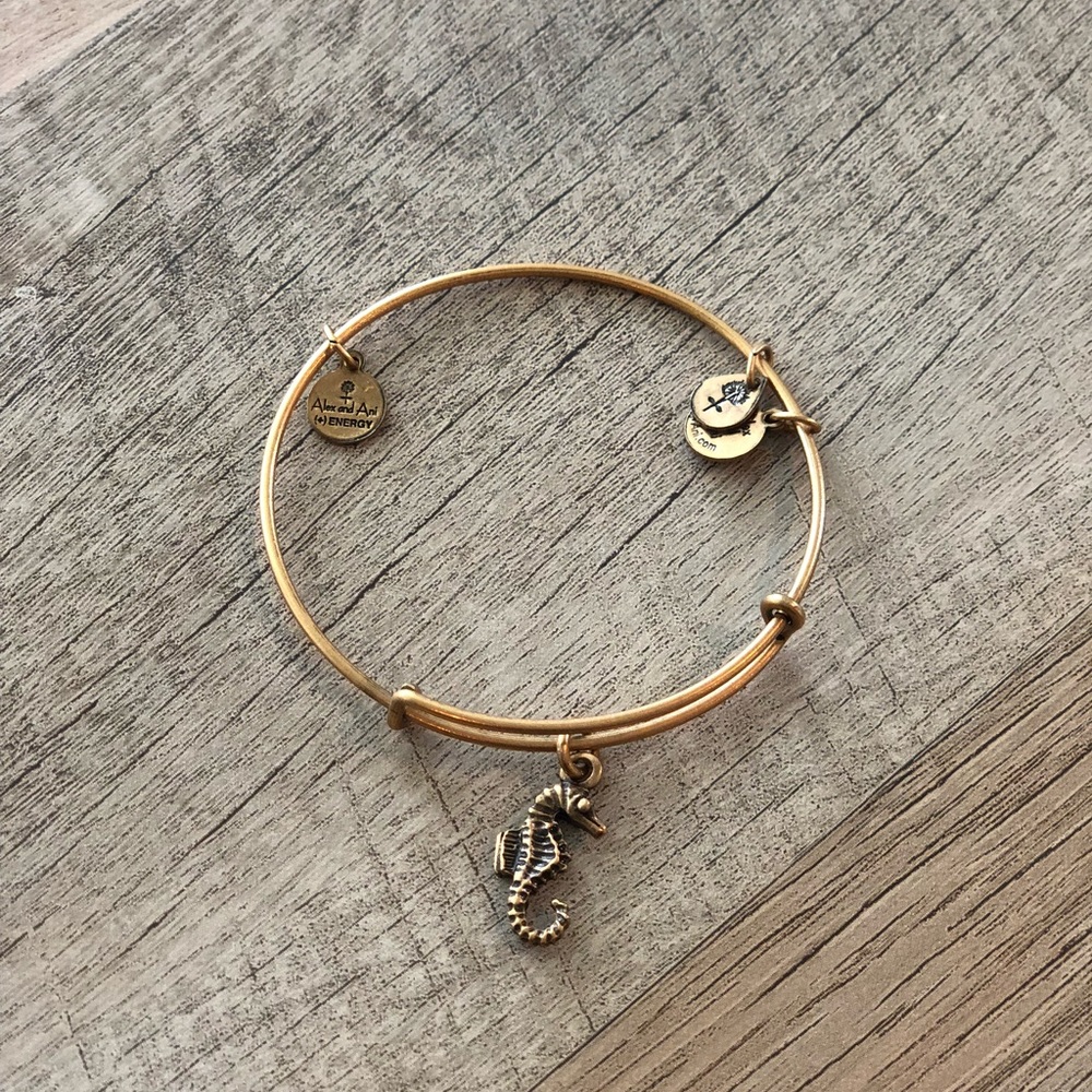 Alex and Ani seahorse gold bangle bracelet